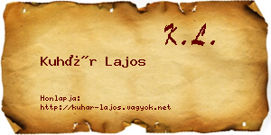 Kuhár Lajos névjegykártya